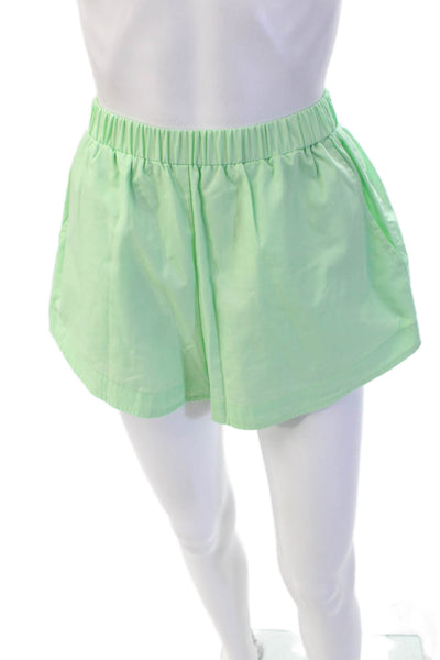 Kimberly Taylor Unisex Green Beach Solid Polyester Blend Shorts Size S