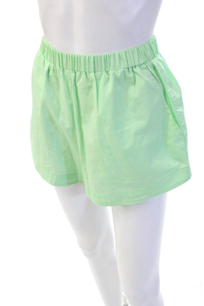 Kimberly Taylor Unisex Green Beach Solid Polyester Blend Shorts Size S