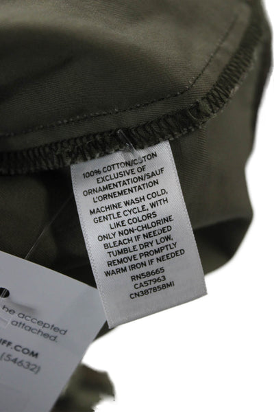Caslon Women Military Jacket Green Camouflage Cotton Button Long Sleeve Size S