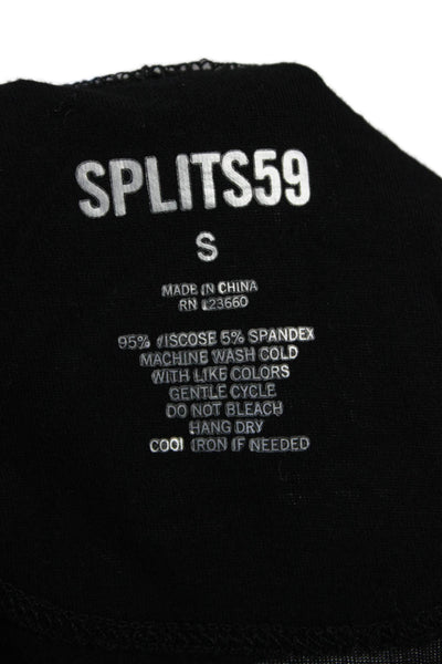 Splits 59 Women Basic Sleeveless Tank Black Round Neck Viscose Spandex Size S