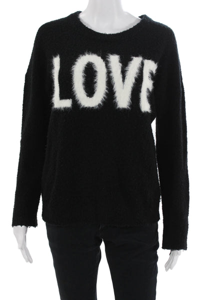 Feel The Piece Unisex Pullover Sweater Black Wool Blend Crew Neck Size S