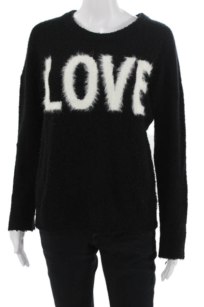 Feel The Piece Unisex Pullover Sweater Black Wool Blend Crew Neck Size S