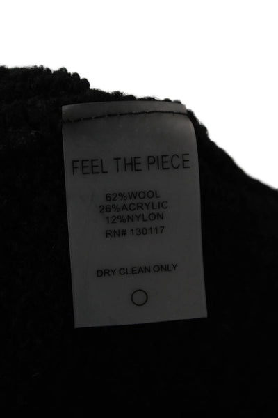 Feel The Piece Unisex Pullover Sweater Black Wool Blend Crew Neck Size S