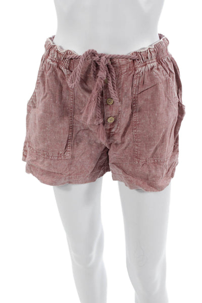 Free People Unisex Pink Bohemian Linen Viscose Shorts Size S