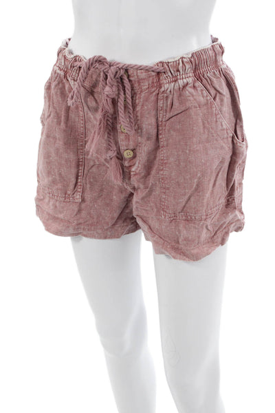 Free People Unisex Pink Bohemian Linen Viscose Shorts Size S