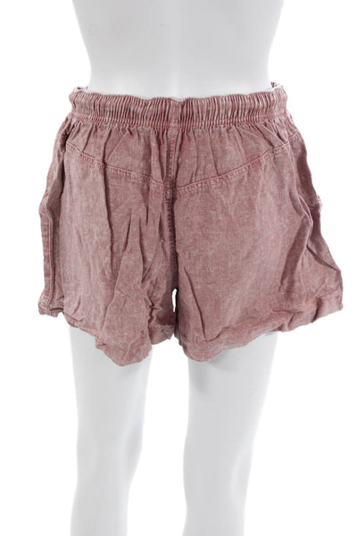 Free People Unisex Pink Bohemian Linen Viscose Shorts Size S