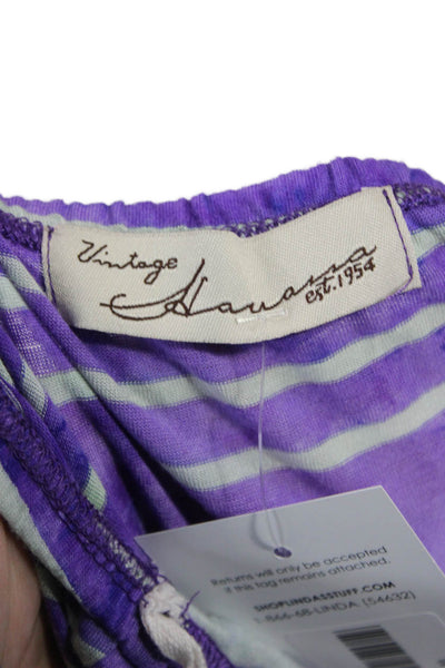 Vintage Havana Women Maxi Sundress Purple Striped Drawstring Mid-Calf Size S
