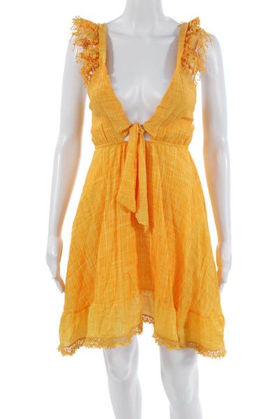Peixoto Womens Orange Sundress Tie Rayon Polyester Above Knee Size XS