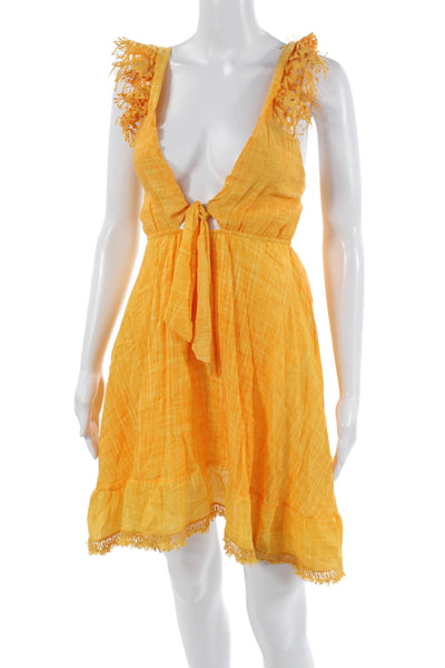 Peixoto Womens Orange Sundress Tie Rayon Polyester Above Knee Size XS