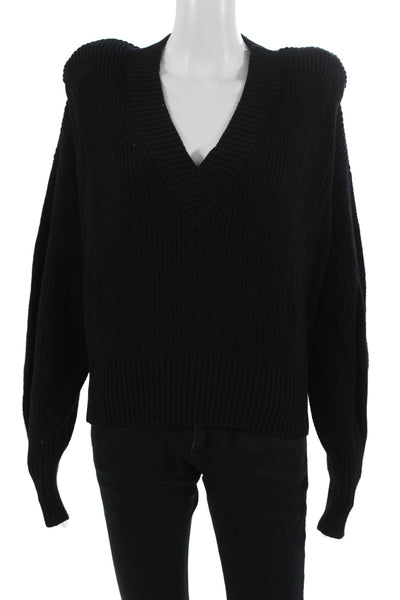 Pistola Unisex Black Cotton V Neck Long Sleeve Pullover Sweater Size XS