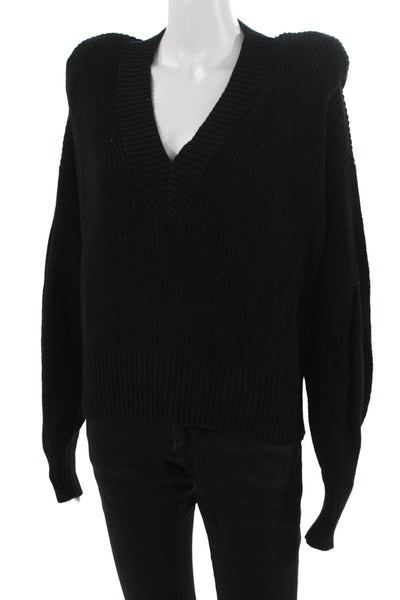 Pistola Unisex Black Cotton V Neck Long Sleeve Pullover Sweater Size XS