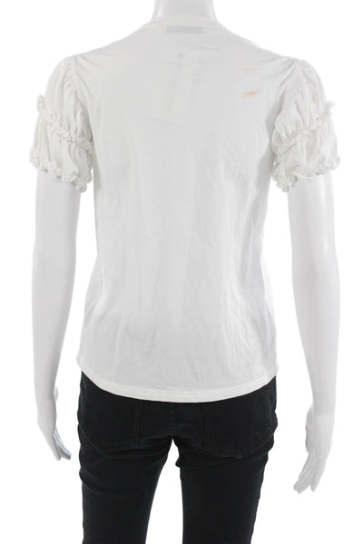Rebecca Taylor Women Basic T-Shirt White Pima Cotton Crew Short Sleeve Size XS