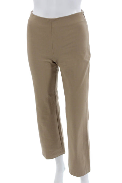 Theory Womens Cropped Dress Pants Beige Cotton Blend Hook & Eye Petite Size 00
