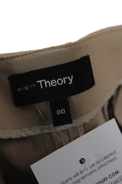 Theory Womens Cropped Dress Pants Beige Cotton Blend Hook & Eye Petite Size 00