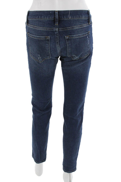 Frame Women Ankle Skinny Jeans Dark Blue High Rise Button Size 24