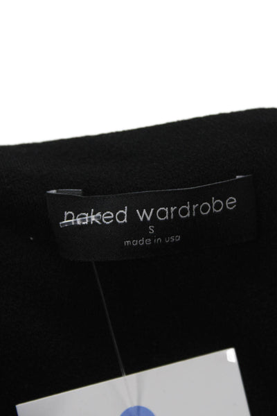Naked Wardrobe Women Bodycon Mini Dress Black Square Neck Long Sleeve Size S