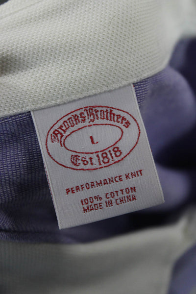 Brooks Brothers Mens Button Down Shirt Purple White Cotton Size Large