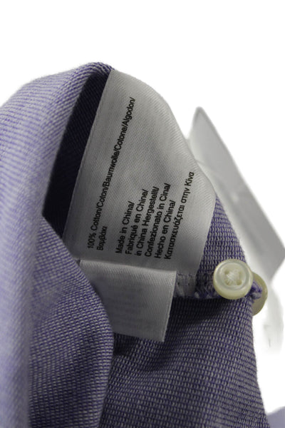 Brooks Brothers Mens Button Down Shirt Purple White Cotton Size Large