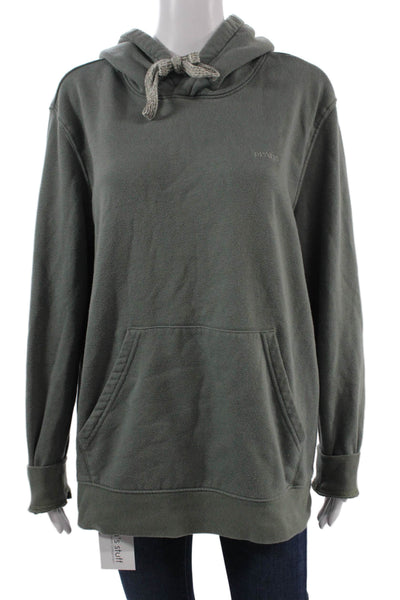 prAna Unisex Pullover Hoodie Green Drawstring Cotton Blend Long Sleeve Size M