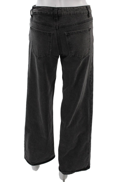 Edikted Women Wide-Leg Dark Gray Jeans Button Mid Rise Size XS