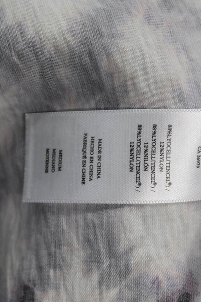 Rails Women Geometric V Neck Button Up Short Sleeve Blouse White Size M