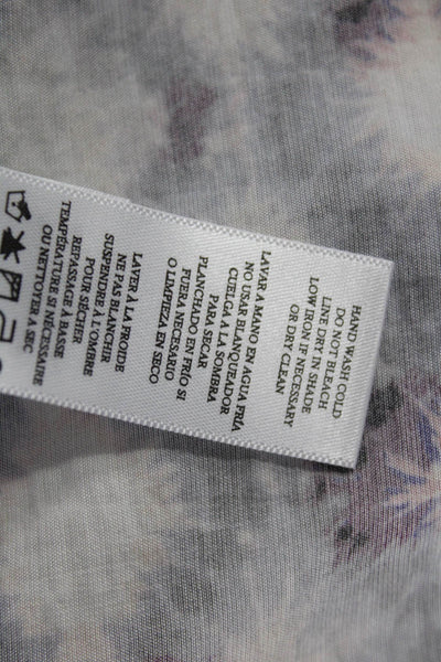Rails Women Geometric V Neck Button Up Short Sleeve Blouse White Size M