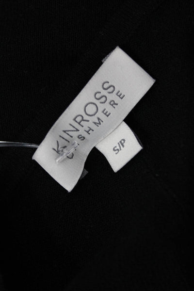 Kinross Cashmere Women Black Silk Cashmere V-Neck Long Sleeve Top Size S