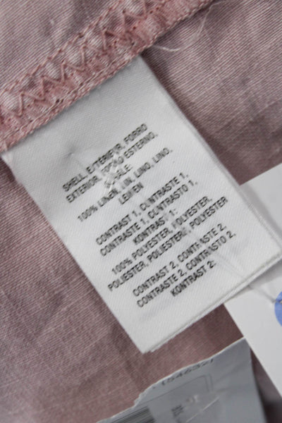Michael Stars Womens Pink Linen Solid Collared Zip Blazer Long Sleeve Size M