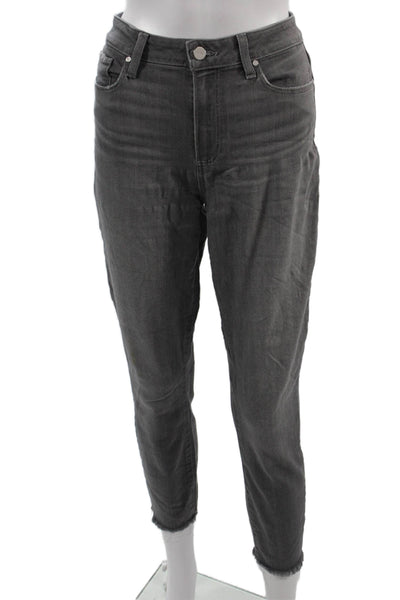 Paige Womens Ankle Cropped High Waist Dark Gray Jeans Size 28