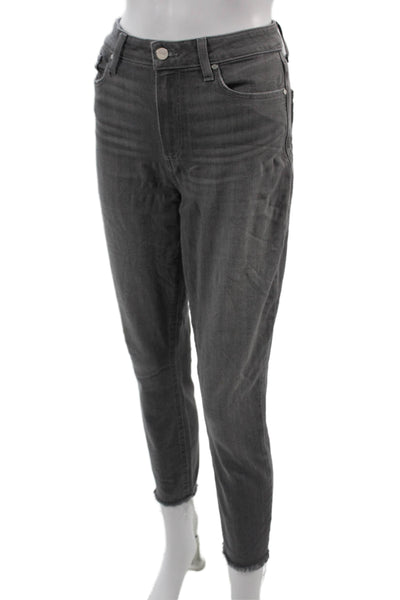 Paige Womens Ankle Cropped High Waist Dark Gray Jeans Size 28