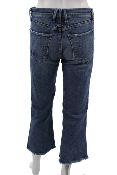 McGuire Women Cropped Dark Blue Jeans 98% Cotton Size 28