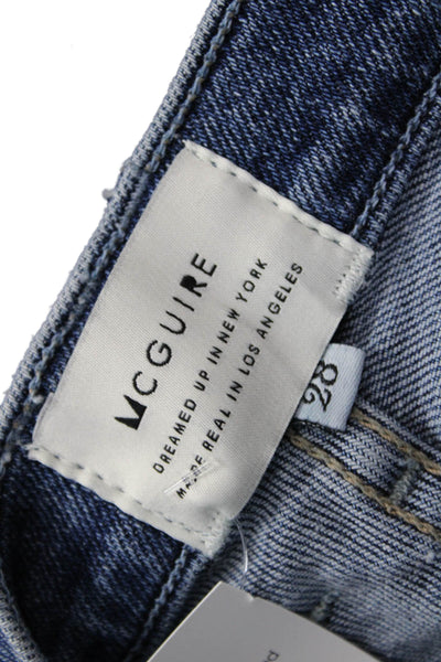 McGuire Women Cropped Dark Blue Jeans 98% Cotton Size 28