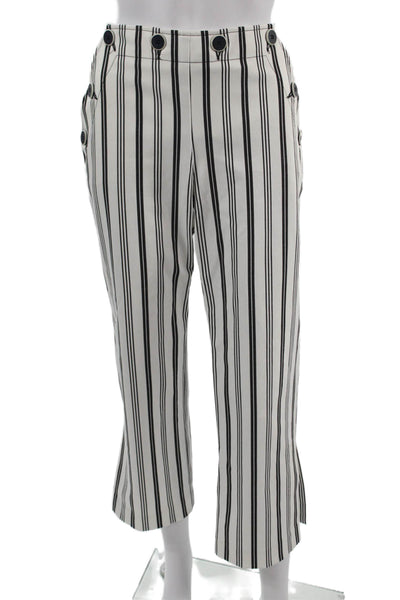 Trina Turk Women Cropped Ankle Pants Black Striped Button Size 4
