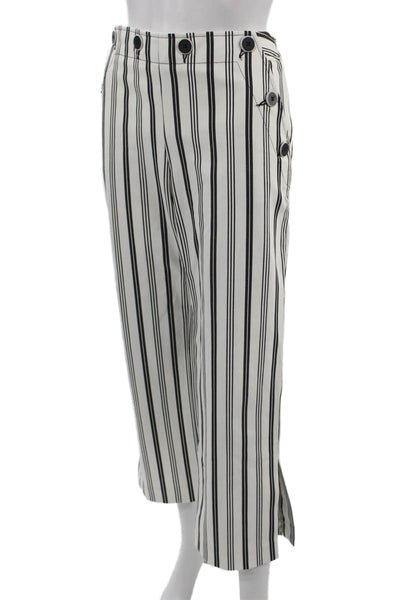 Trina Turk Women Cropped Ankle Pants Black Striped Button Size 4