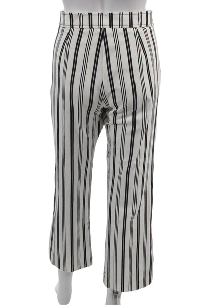 Trina Turk Women Cropped Ankle Pants Black Striped Button Size 4