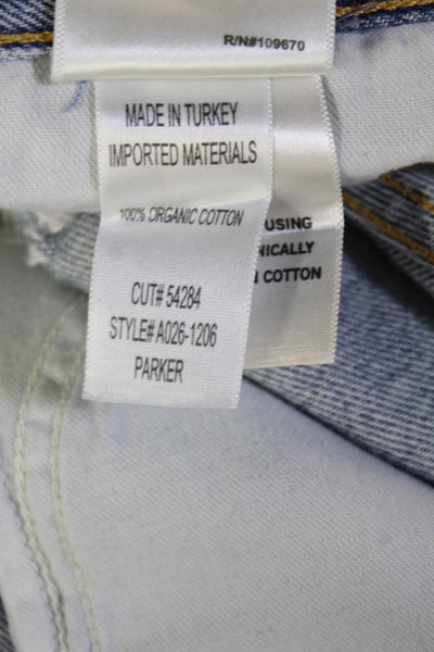Agolde Unisex Solid Blue 100% Cotton 90s Button Shorts Size 25