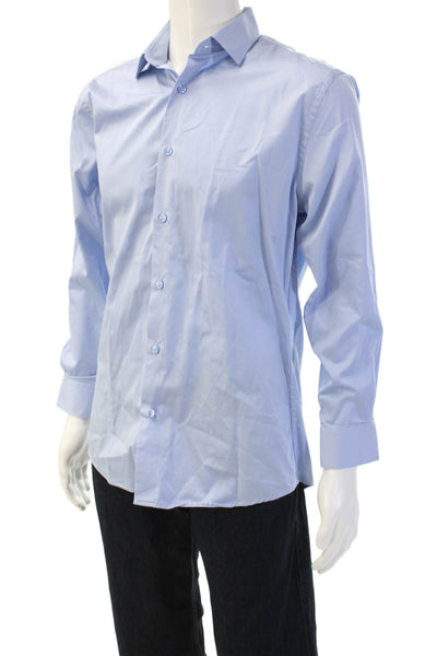Ragazzo Uomo Mens Cotton Light Blue Solid Point Collar Dress Shirt Size 15.5