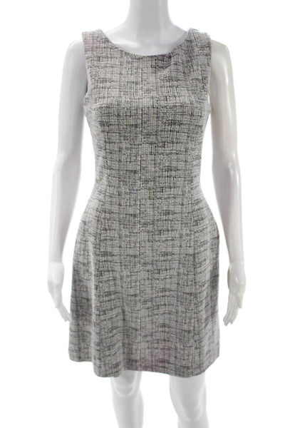 Tahari Womens A-Line Fit and Flare Gray Sleeveless Dress Round Neck Size 4
