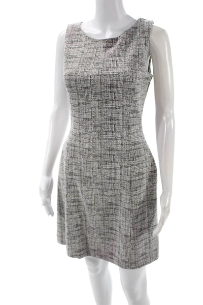 Tahari Womens A-Line Fit and Flare Gray Sleeveless Dress Round Neck Size 4