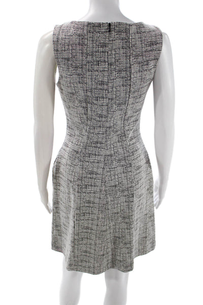 Tahari Womens A-Line Fit and Flare Gray Sleeveless Dress Round Neck Size 4