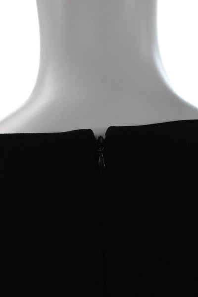 DKNY Women Sheath Dress Black Check Long Sleeve Knee Length Round Neck Size 14