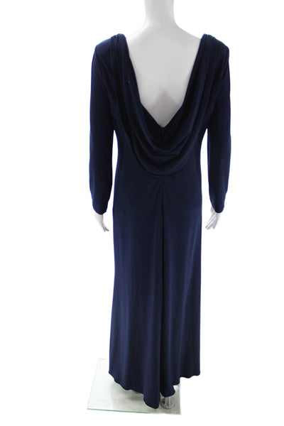 Rina di Montella Women Dark Blue V-Neck Long Sleeve Maxi Dress Size 12