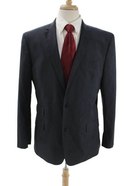 Marc Ecko Mens 2 Piece Dark Blue Blazer Collared Long Sleeve Size 42