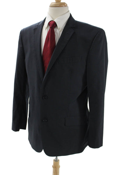 Marc Ecko Mens 2 Piece Dark Blue Blazer Collared Long Sleeve Size 42