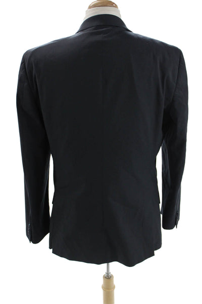Marc Ecko Mens 2 Piece Dark Blue Blazer Collared Long Sleeve Size 42
