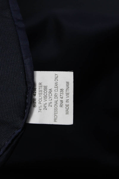 Marc Ecko Mens 2 Piece Dark Blue Blazer Collared Long Sleeve Size 42