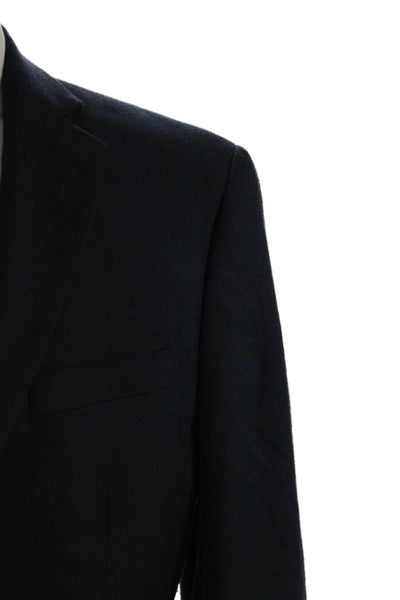 Calvin Klein Mens Suit Jacket Dark Blue Herringbone Button Collared Size 40