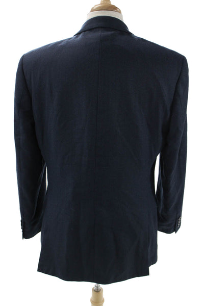 Calvin Klein Mens Suit Jacket Dark Blue Herringbone Button Collared Size 40