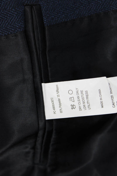 Calvin Klein Mens Suit Jacket Dark Blue Herringbone Button Collared Size 40