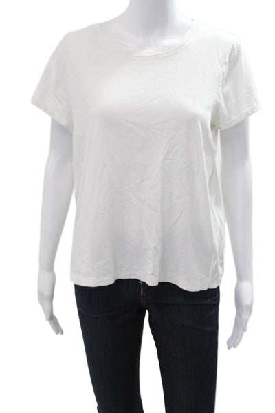 Madewell Women Basic White Round Neck Short Sleeve T-Shirt Size XL